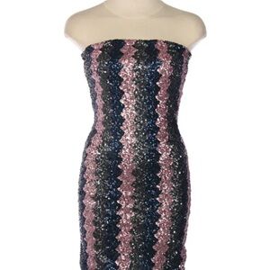 Billy by Flying Tomato Multi Colored Strapless Sequin Sparkly Mini Dress Size M
